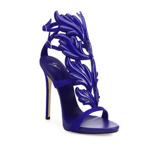Giuseppe Zanotti Cruel Summer 110 Blue Setter Wing Strap Sandal Heel Pump 35